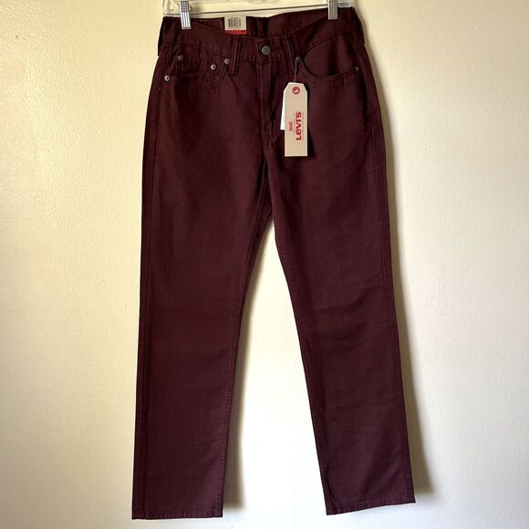 LEVIS 514 Straight Leg Duck Canvas 5 Pocket Comfort Jeans, Wine Maroon- 29”x30” - Picture 1 of 8